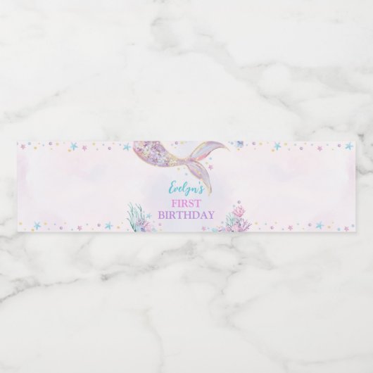 マーメイドテールアンダーザシー誕生日 ペットボトルラベル (シングルラベル)