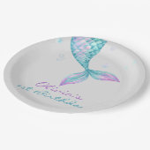 マーメイドテールアンダーザシー誕生日 ペーパープレート (アングル)