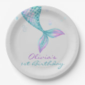マーメイドテールアンダーザシー誕生日 ペーパープレート (正面)