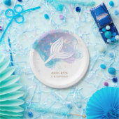 マーメイドテールウォーターカラーアンダーザシー誕生日 ペーパープレート (パーティー)