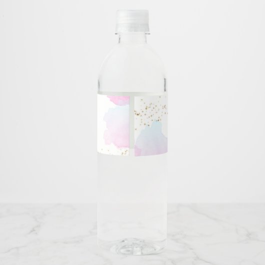 マーメイドテールウォーターカラーピンク金ゴールドガール誕生日 ペットボトルラベル (裏面)