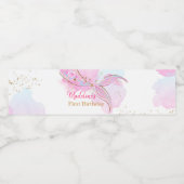 マーメイドテールウォーターカラーピンク金ゴールドガール誕生日 ペットボトルラベル (シングルラベル)