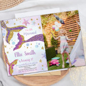 マーメイドテールグリッター誕生日招待状 招待状