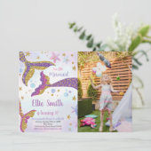 マーメイドテールグリッター誕生日招待状 招待状 (スタンド正面)