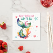 マーメイドテールシーシェルブススターフィッシュ誕生日 スタンダードカクテルナプキン (インサイチュ)