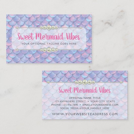 マーメイドテールスケール&パールパステルスパークルブティック 名刺 (正面/裏面)