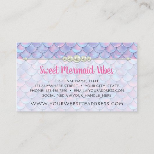 マーメイドテールスケール&パールパステルスパークルブティック 名刺 (裏面)