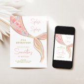 マーメイドテールテーマ誕生日招待状 招待状