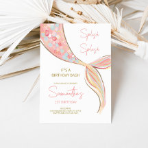 マーメイドテールテーマ誕生日招待状