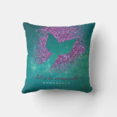 マーメイドテールパーソナライズされたに名前を追加 クッション (裏面)