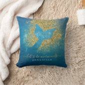 マーメイドテールパーソナライズされたに名前を追加 クッション (ブランケット)