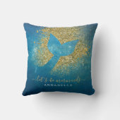 マーメイドテールパーソナライズされたに名前を追加 クッション (裏面)