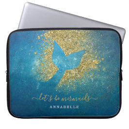 マーメイドテールパーソナライズされたに名前を追加 ラップトップスリーブ