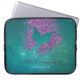 マーメイドテールパーソナライズされたに名前を追加 ラップトップスリーブ