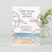 マーメイドテールビーチパーティー誕生日 招待状 (スタンド正面)