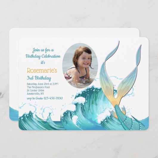 マーメイドテールフォト招待状 招待状 (正面/裏面)