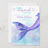 マーメイドテールベビーパープルティール（緑がかった色）ブルーベビーシャワー 招待状 (正面)