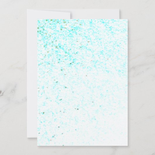 マーメイドテールホログラフィックウォーター色1st誕生日 招待状 (裏面)