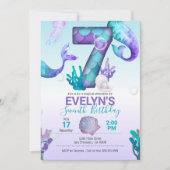 マーメイドテールマーメイド招待状フォー7th誕生日 招待状 (正面)