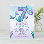 マーメイドテールマーメイド招待状フォー7th誕生日 招待状 (スタンド正面)