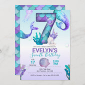 マーメイドテールマーメイド招待状フォー7th誕生日 招待状 (正面/裏面)