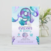 マーメイドテールマーメイド招待状フォー9th誕生日 招待状 (スタンド正面)