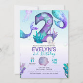 マーメイドテールマーメイド招待状2歳の誕生日 招待状 (正面)