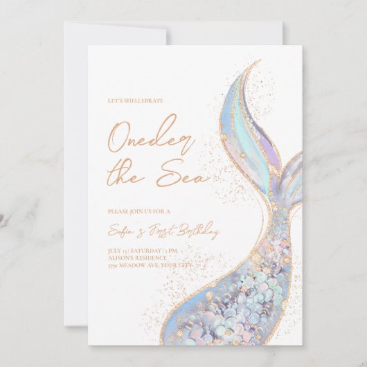 マーメイドテールワンダーザシー誕生日 招待状 (正面)