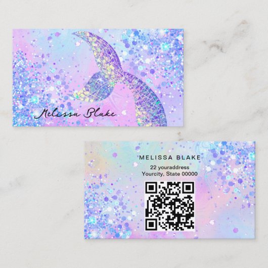 マーメイドテール模擬チュンキーグリッター 名刺