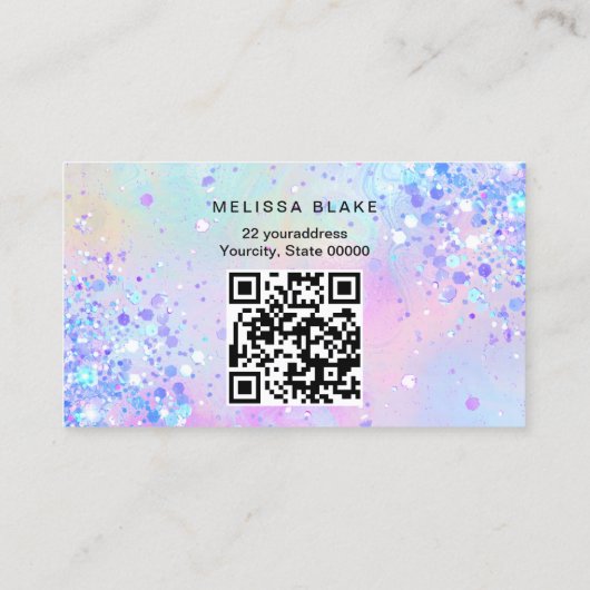 マーメイドテール模擬チュンキーグリッター 名刺 (裏面)