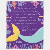 マーメイドテール水中シーンリーフとフィッシュレター フリースブランケット (正面)