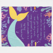 マーメイドテール水中シーンリーフとフィッシュレター フリースブランケット (正面(横))