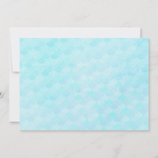 マーメイドテール海かわいい水彩写真誕生日 招待状 (裏面)