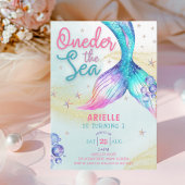 マーメイドテール海の上の最初の誕生日 招待状