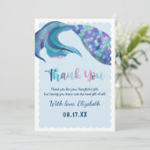 マーメイドテール背景誕生日パーティー  サンキューカード (スタンド正面)