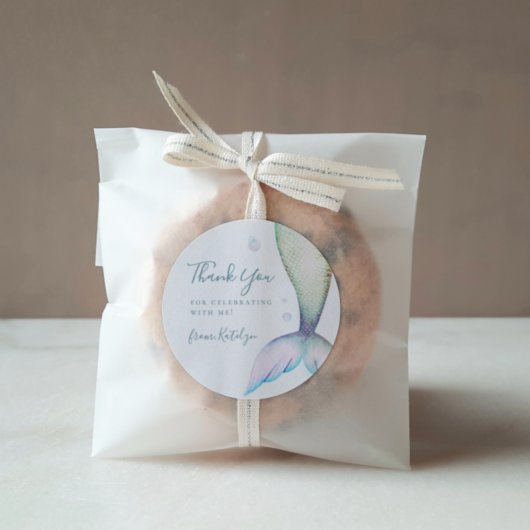 マーメイドテール誕生日ありがとう ラウンドシール