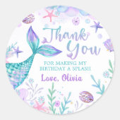 マーメイドテール誕生日ありがとう ラウンドシール (正面)