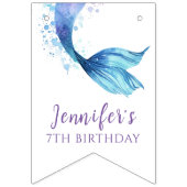 マーメイドテール誕生日ザシーパープルトーン バンティングフラッグ (第1の旗)