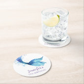 マーメイドテール誕生日ザシーパープルトーン ラウンドペーパーコースター (インサイチュ)