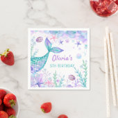 マーメイドテール誕生日パーティナプキンス スタンダードカクテルナプキン (インサイチュ)