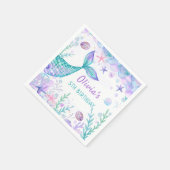 マーメイドテール誕生日パーティナプキンス スタンダードカクテルナプキン (角)