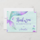 マーメイドテール誕生日パーティー サンキューカード (正面)