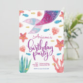 マーメイドテール誕生日パーティー 招待状 (スタンド正面)
