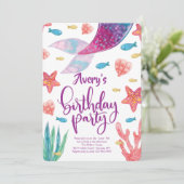 マーメイドテール誕生日招待状 招待状 (スタンド正面)