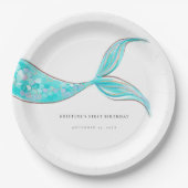 マーメイドテール誕生日紙プレート ペーパープレート (正面)