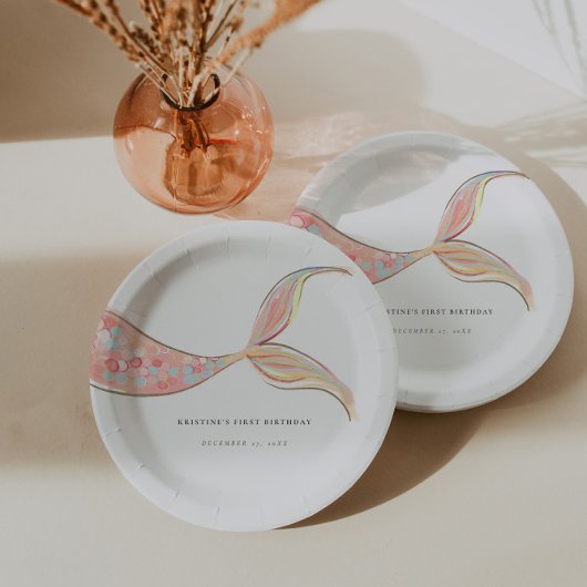 マーメイドテール誕生日紙プレート ペーパープレート