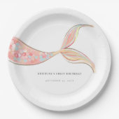 マーメイドテール誕生日紙プレート ペーパープレート (正面)