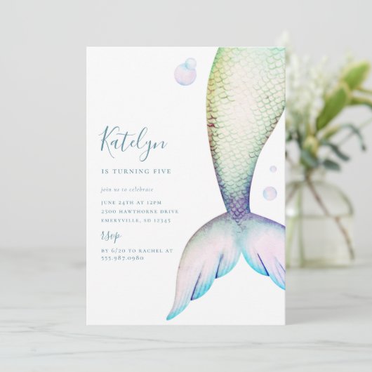 マーメイドテール誕生日 招待状 (スタンド正面)