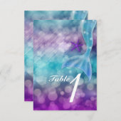 マーメイドテール魅惑された海のパーティーテーブル番号カード 招待状 (正面/裏面)