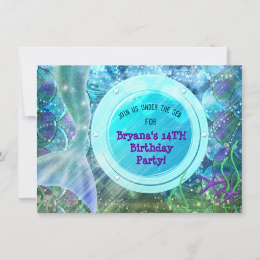 マーメイドテール魔法ザシーバースデーパーティー 招待状 (正面)